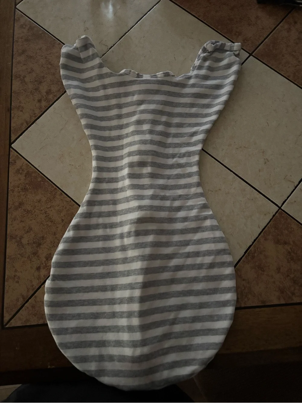 Swaddle Designs gray and white striped transitional baby swaddle